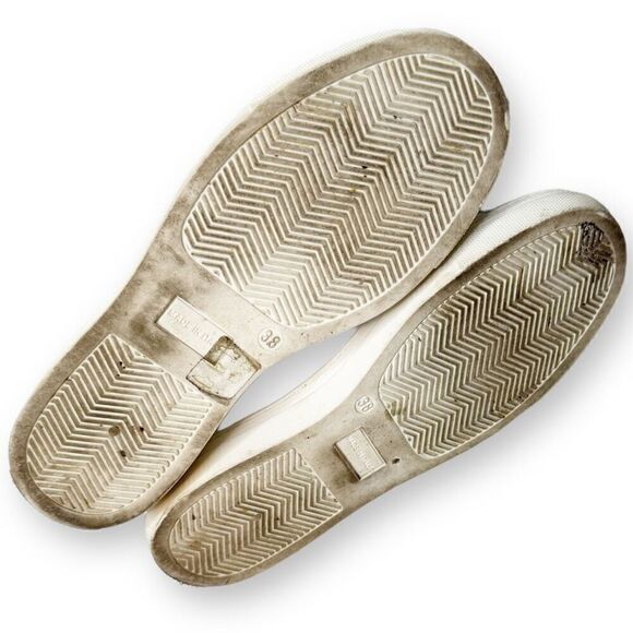 White Leather Made in Italy Sneakers with Silver Glitter Details Women’s Size 38 - Picture 7 of 8